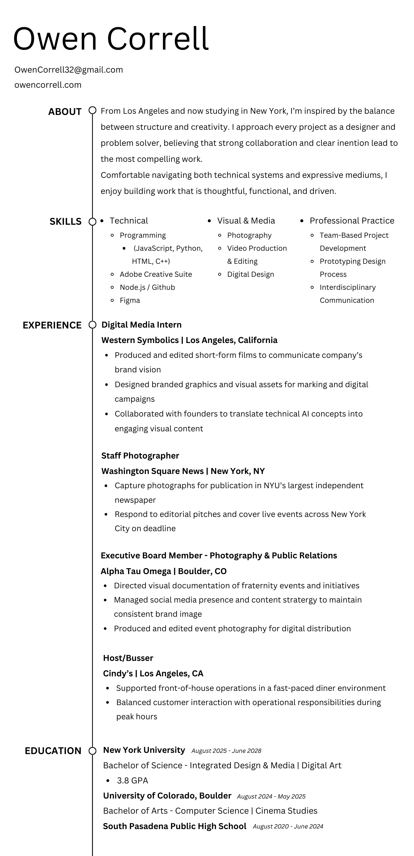 Owen Correll Resume